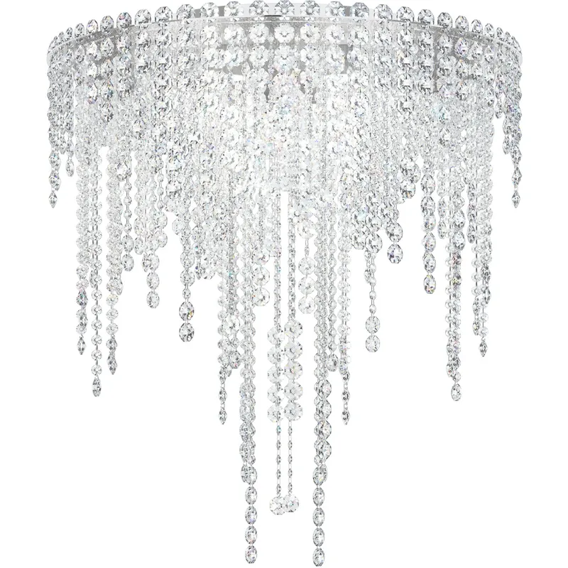 Chantant 6 Light Polished Stainless Steel Flush Mount Ceiling Light in Optic, Strand