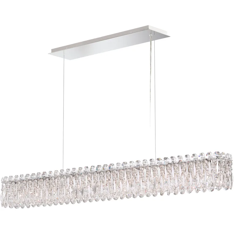 Sarella 11 Light 47.5 inch Polished Stainless Steel Linear Pendant Ceiling Light in Heritage