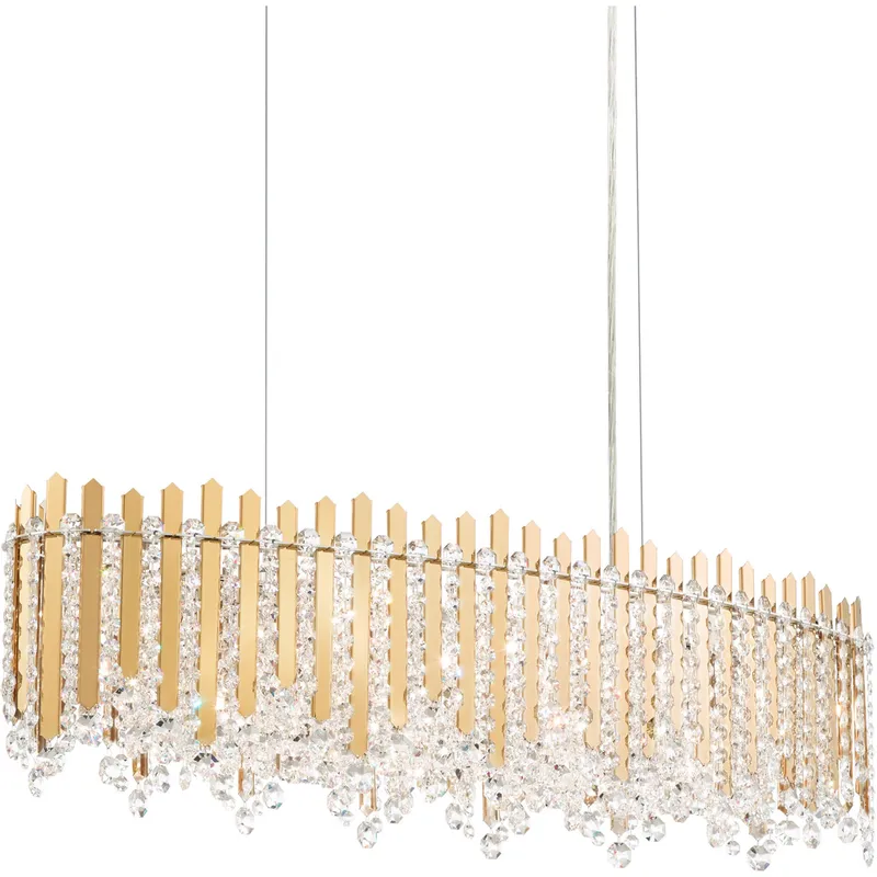 Chatter 12 Light 36 inch Polished Stainless Steel Linear Pendant Ceiling Light in Optic, Adjustable Height