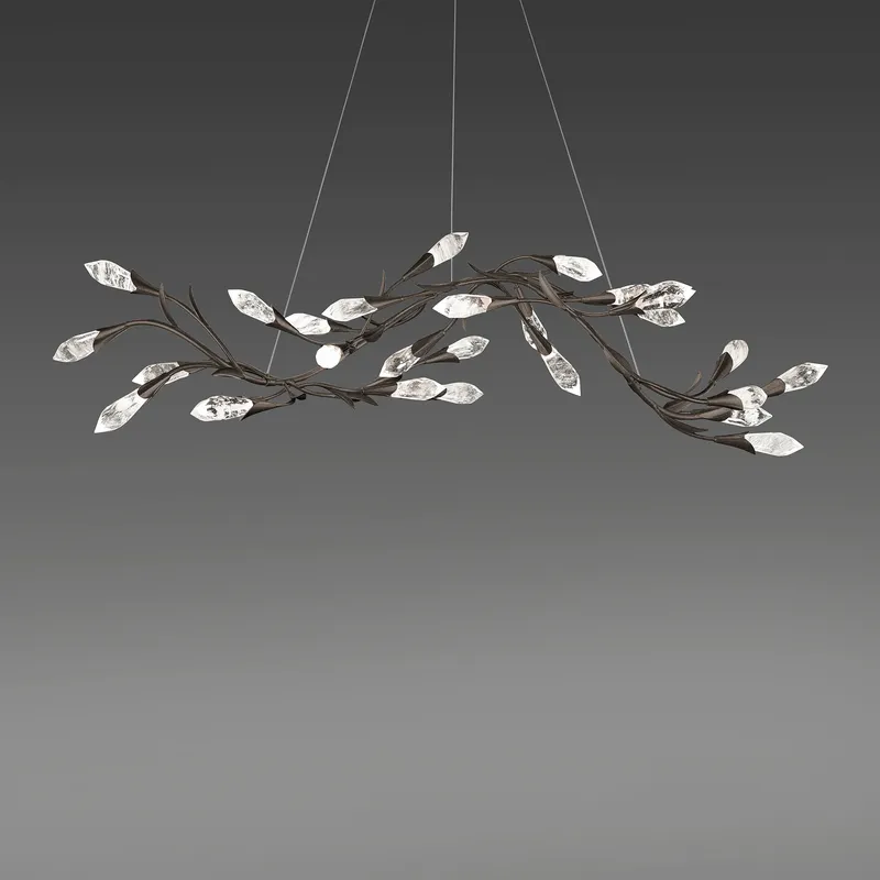 Signature Secret Garden LED 56.3 inch Antique Pewter Linear Chandelier Ceiling Light, Schonbek Signature