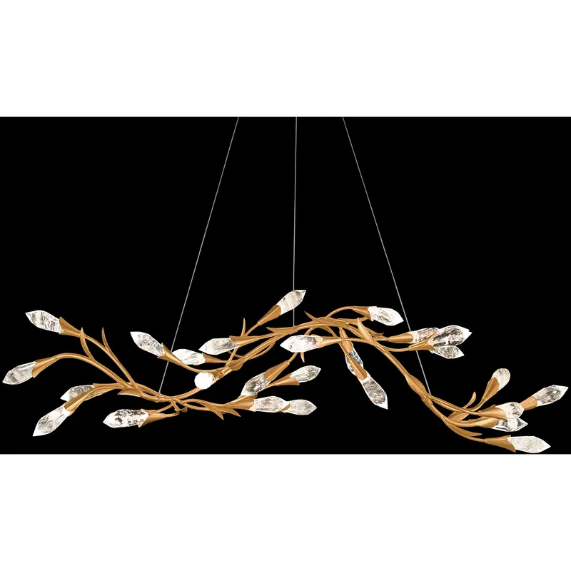 Signature Secret Garden LED 56.3 inch French Gold Linear Chandelier Ceiling Light, Schonbek Signature