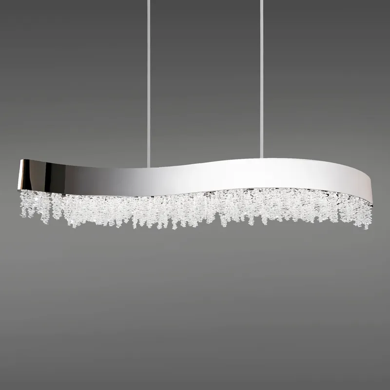 Signature Soleil LED 46.5 inch Polished Nickel Linear Pendant Ceiling Light, Schonbek Signature