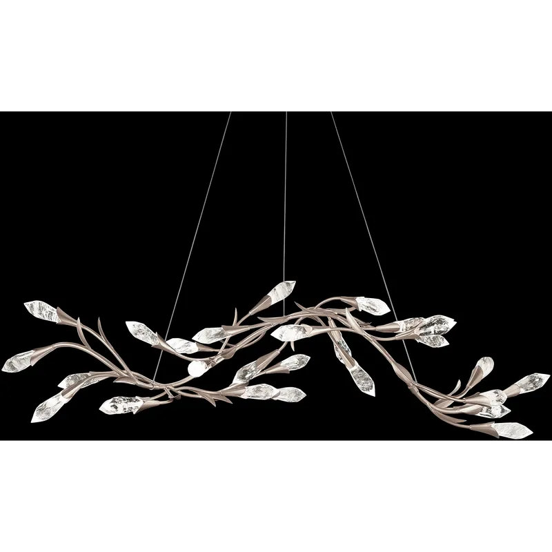 Signature Secret Garden LED 56.3 inch Antique Silver Linear Chandelier Ceiling Light, Schonbek Signature
