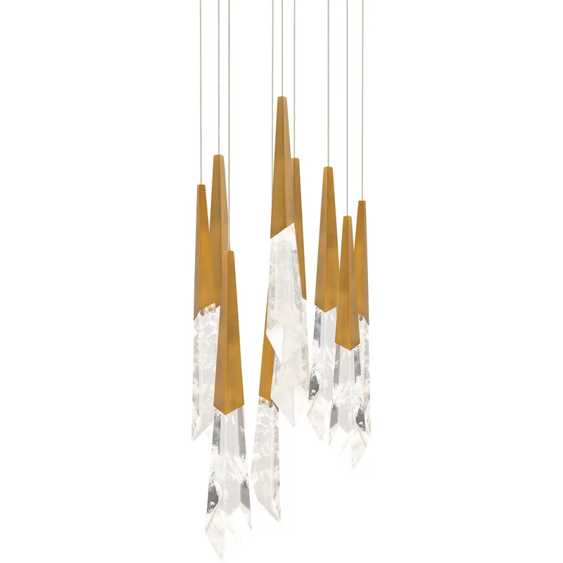 Beyond Solitude LED 17 inch Aged Brass Multi-Light Pendant Ceiling Light, Round Canopy