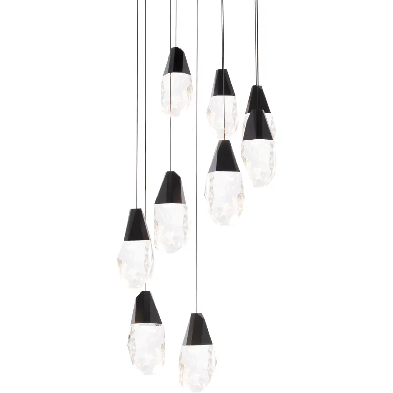 Beyond Martini LED 17 inch Black Multi-Light Pendant Ceiling Light in Optic Haze, Beyond