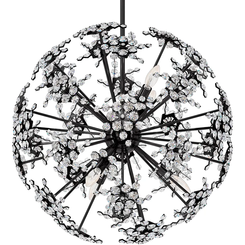 Esteracae 6 Light Jet Black Pendant Ceiling Light in Radiance