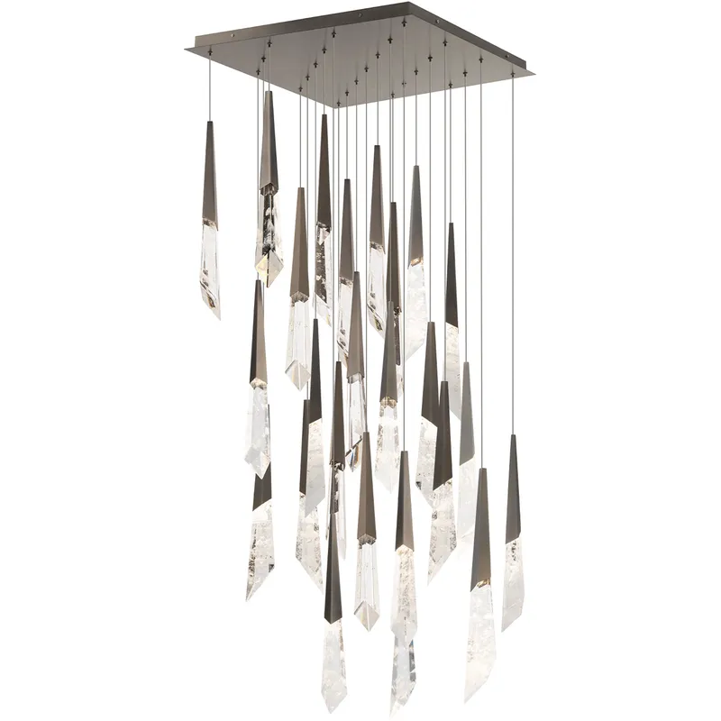 Beyond Solitude LED 28 inch Antique Nickel Multi-Light Pendant Ceiling Light, Square Canopy