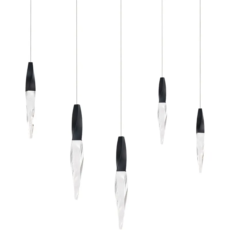 Beyond Kindjal LED 5.5 inch Black Multi-Light Pendant Ceiling Light, Linear Canopy