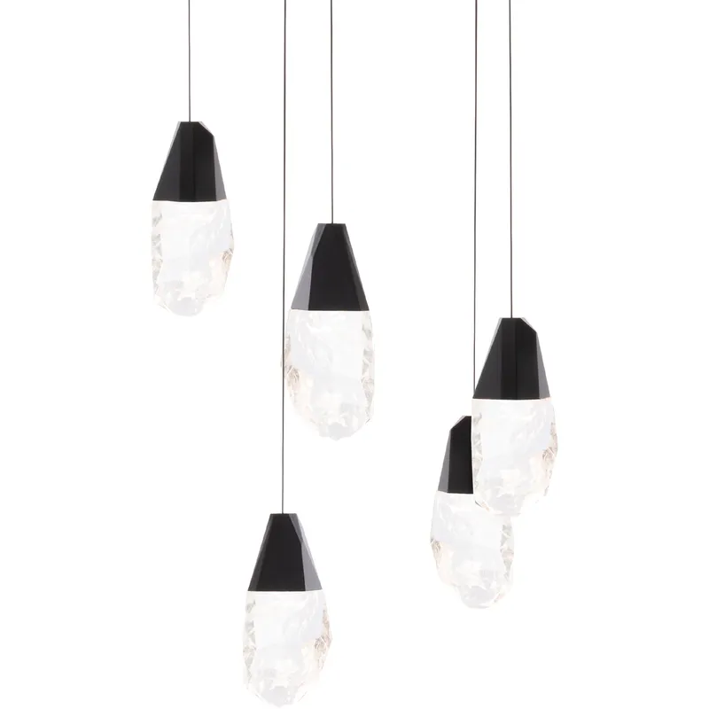 Beyond Martini LED 17 inch Black Multi-Light Pendant Ceiling Light in Optic Haze, Beyond