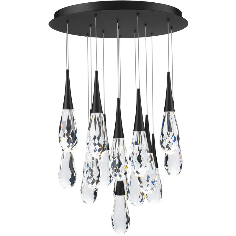 Beyond Hibiscus LED 23 inch Black Multi-Light Pendant Ceiling Light, Round Canopy