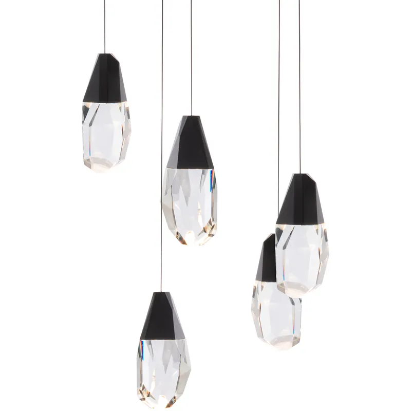 Beyond Martini LED 17 inch Black Multi-Light Pendant Ceiling Light in Optic, Beyond