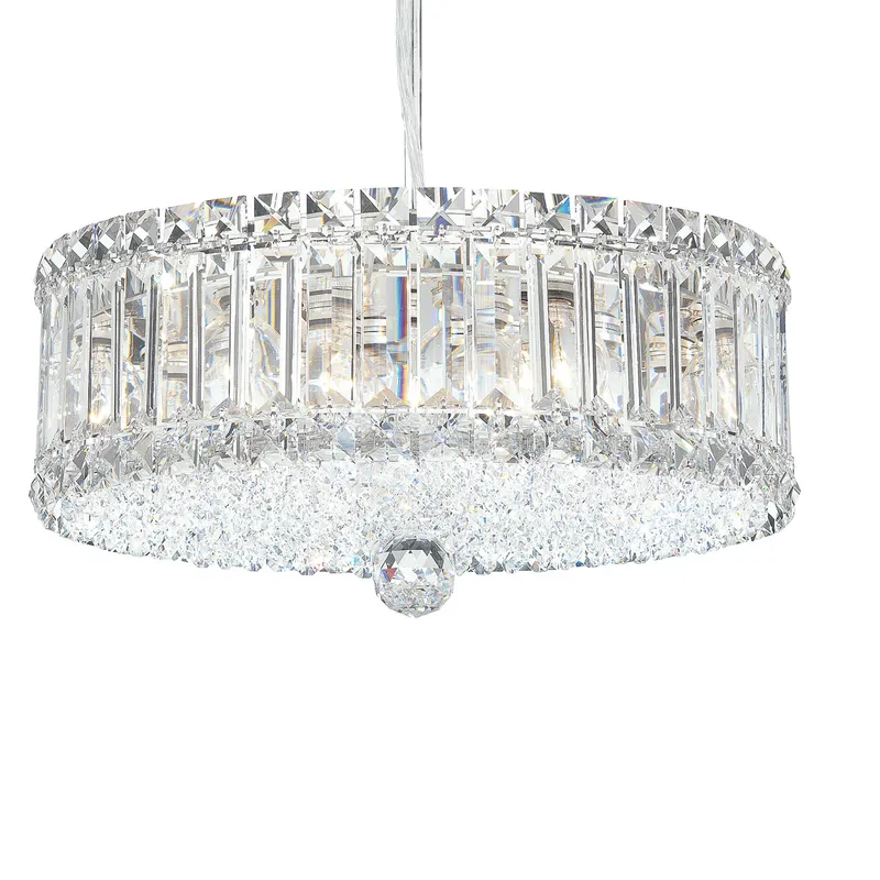 Plaza 9 Light Stainless Steel Pendant Ceiling Light in Optic, Adjustable Height