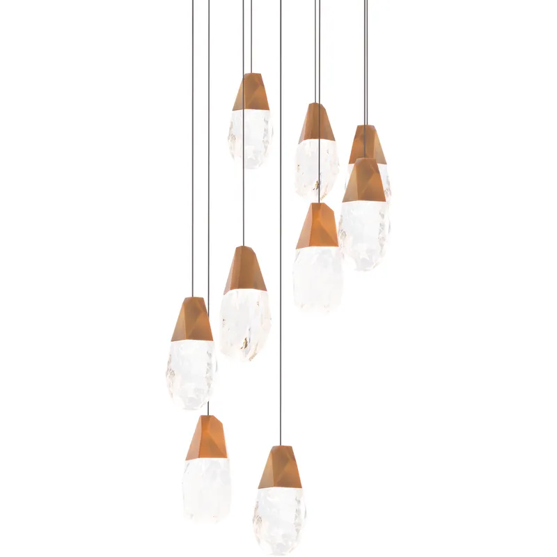 Beyond Martini LED 17 inch Aged Brass Multi-Light Pendant Ceiling Light in Optic Haze, Beyond