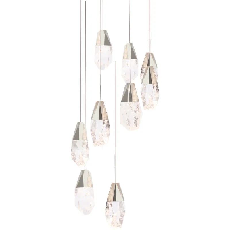 Beyond Martini LED 17 inch Polished Nickel Multi-Light Pendant Ceiling Light in Optic Haze, Beyond