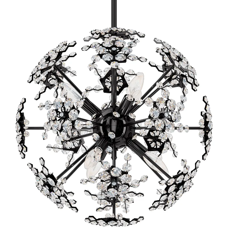 Esteracae 6 Light Jet Black Pendant Ceiling Light in Radiance