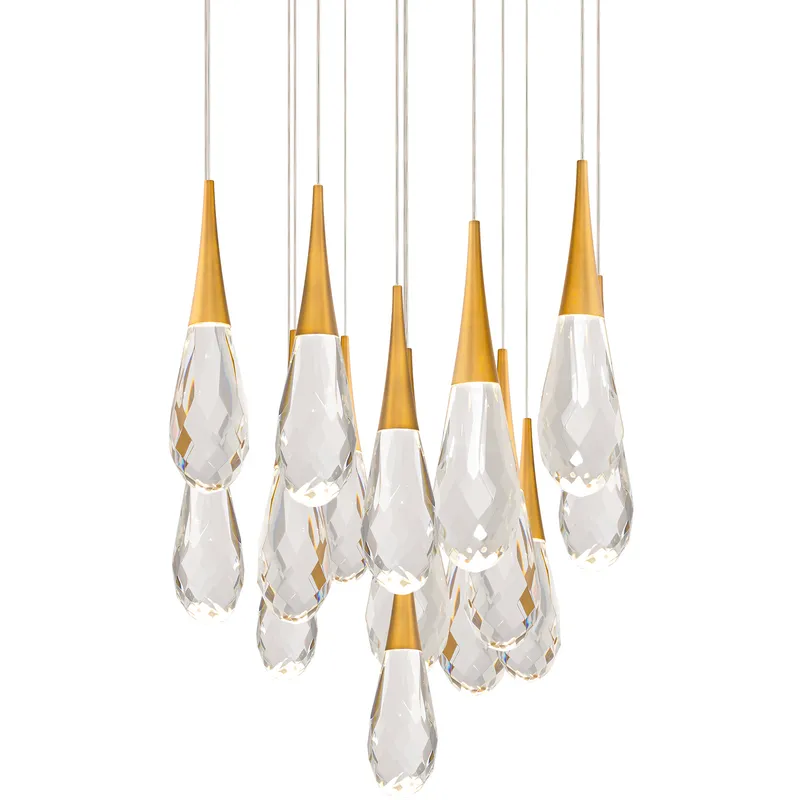 Beyond Hibiscus LED 23 inch Aged Brass Multi-Light Pendant Ceiling Light, Round Canopy