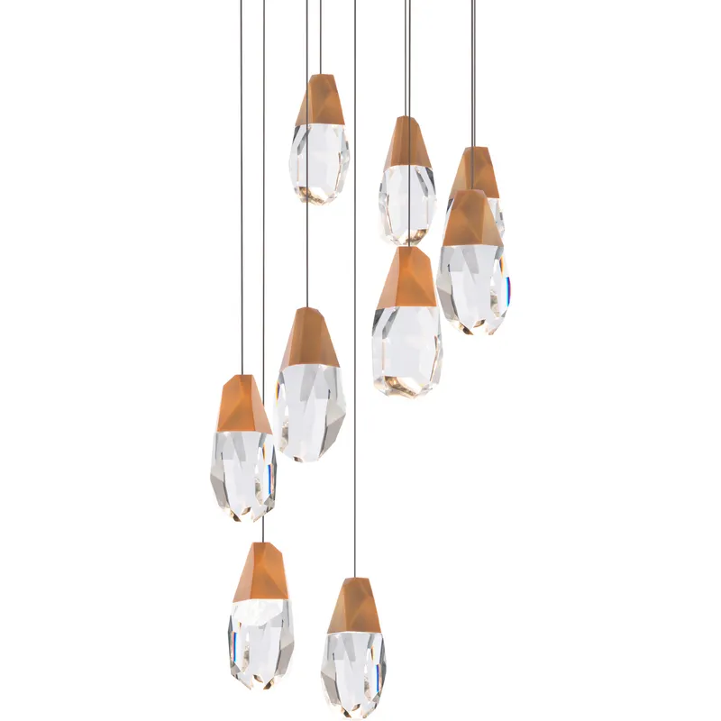 Beyond Martini LED 17 inch Aged Brass Multi-Light Pendant Ceiling Light in Optic, Beyond