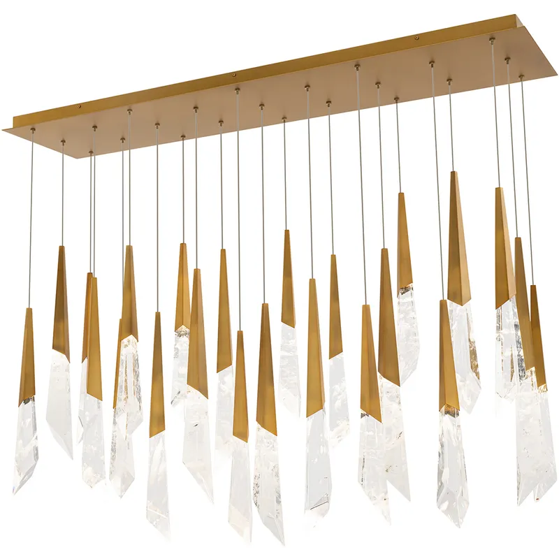 Beyond Solitude LED 12 inch Aged Brass Multi-Light Pendant Ceiling Light, Linear Canopy