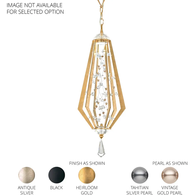 Forever Eternity LED 8.6 inch Antique Silver Pendant Ceiling Light in Clear Radiance Crystal and Tahitian Silver Pearl