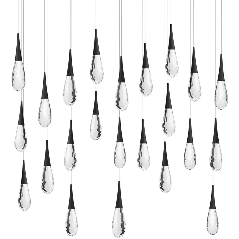 Beyond Hibiscus LED 12 inch Black Multi-Light Pendant Ceiling Light, Linear Canopy
