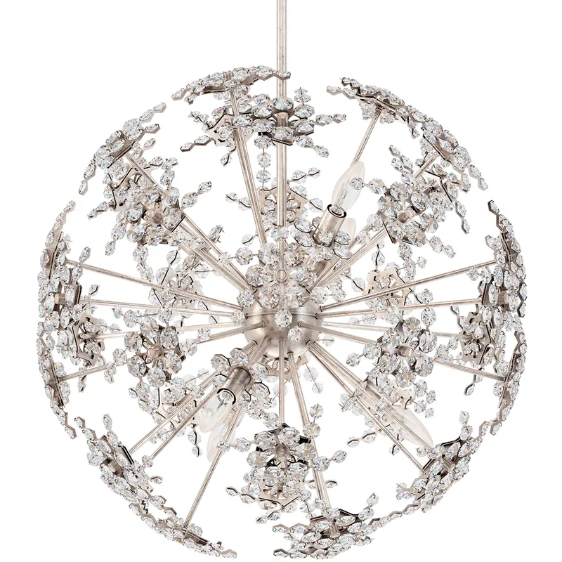 Esteracae 6 Light Antique Silver Pendant Ceiling Light in Radiance