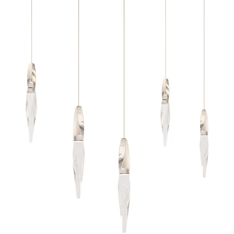 Beyond Kindjal LED 5.5 inch Polished Nickel Multi-Light Pendant Ceiling Light, Linear Canopy