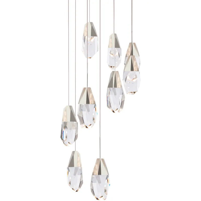 Beyond Martini LED 17 inch Polished Nickel Multi-Light Pendant Ceiling Light in Optic, Beyond