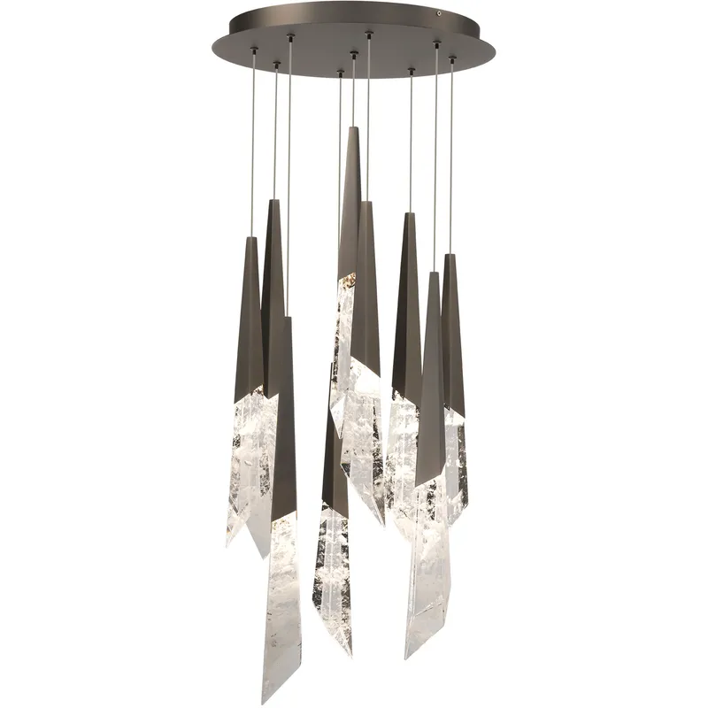 Beyond Solitude LED 17 inch Antique Nickel Multi-Light Pendant Ceiling Light, Round Canopy
