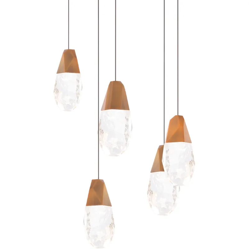 Beyond Martini LED 17 inch Aged Brass Multi-Light Pendant Ceiling Light in Optic Haze, Beyond