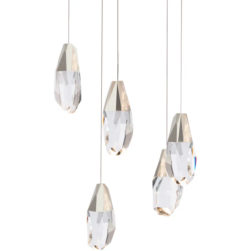 Beyond Martini LED 17 inch Polished Nickel Multi-Light Pendant Ceiling Light in Optic, Beyond