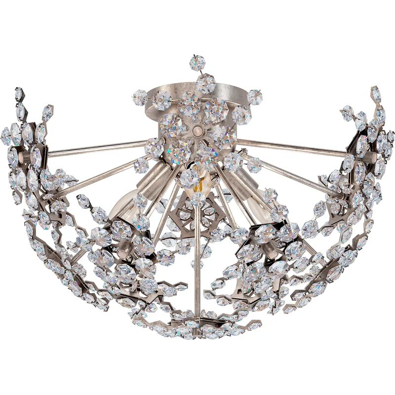 Esteracae 3 Light Antique Silver Semi-Flush Mount Ceiling Light in Radiance