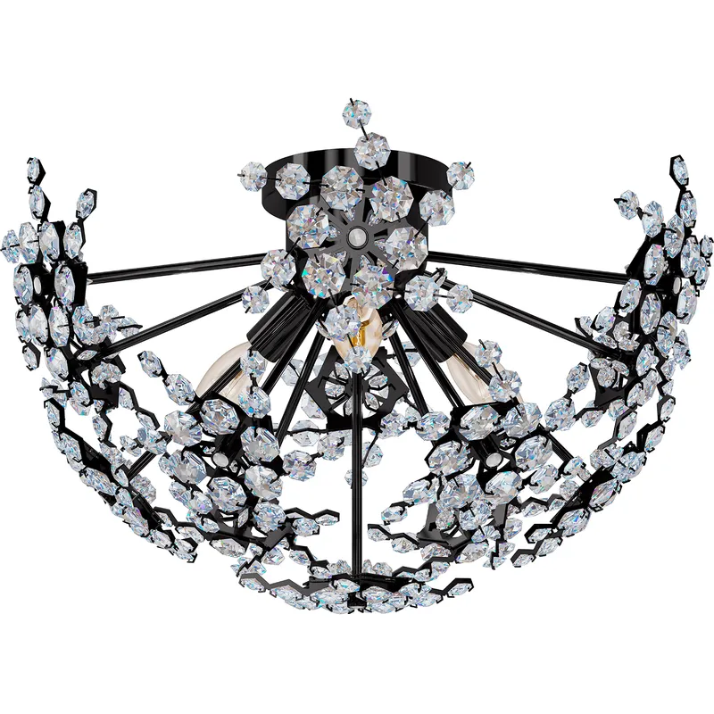 Esteracae 3 Light Jet Black Semi-Flush Mount Ceiling Light in Radiance