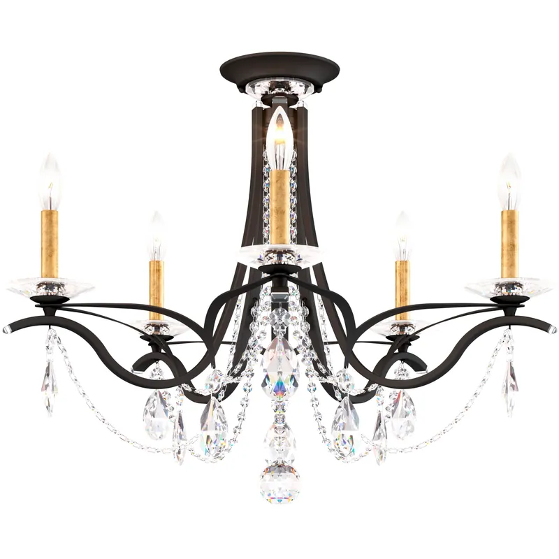 Vesca 5 Light Black Semi-Flush Mount Ceiling Light in Heritage