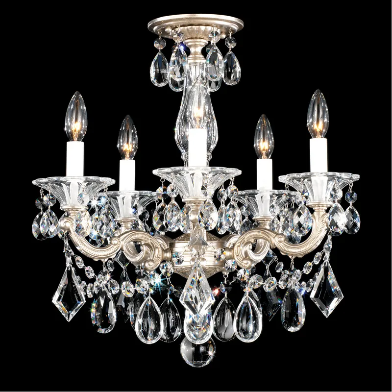 La Scala 5 Light 18 inch Heirloom Gold Semi-Flush Mount Ceiling Light in Heirloom Gold Cast, Convertible to Pendant