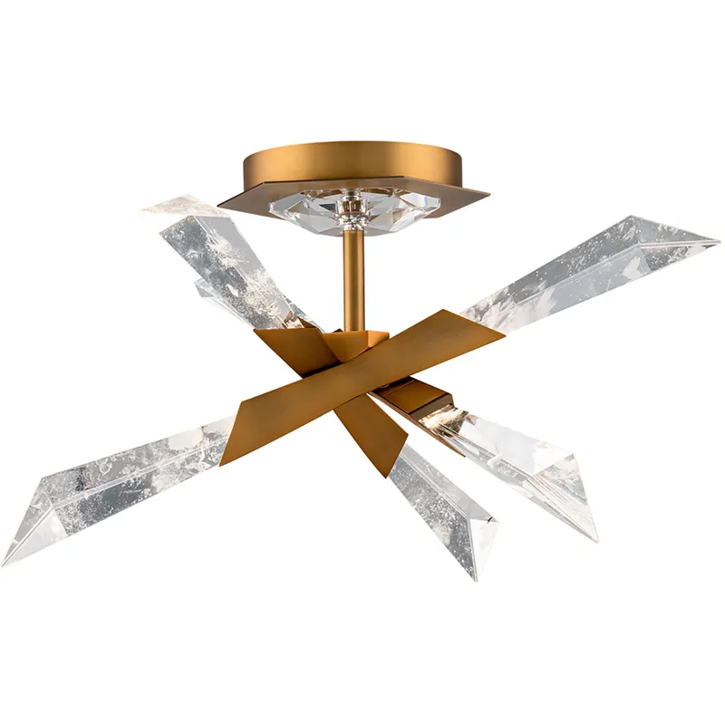 Beyond Solitude LED 17 inch Aged Brass Semi-Flush Mount Ceiling Light