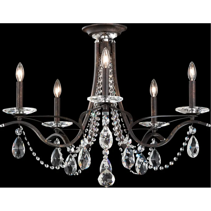 Vesca 5 Light 29 inch Antique Silver Semi-Flush Mount Ceiling Light in Heritage