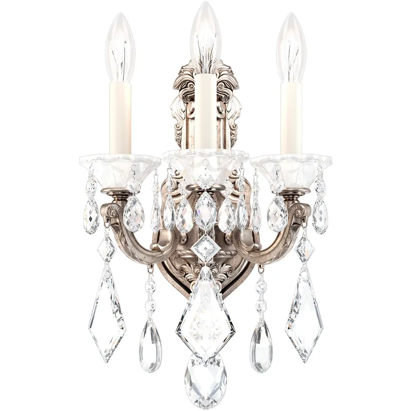 La Scala 3 Light 7.5 inch Antique Silver Wall Sconce Wall Light in Radiance