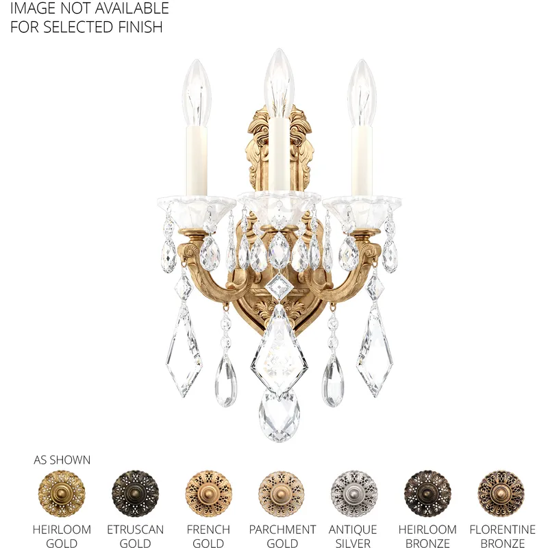 La Scala 3 Light 7.5 inch Florentine Bronze Wall Sconce Wall Light in Florentine Bronze Cast, Radiance