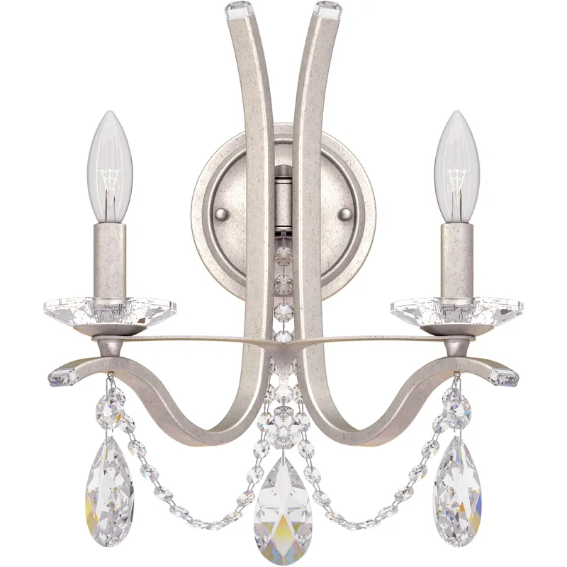 Vesca 2 Light 9 inch Antique Silver Wall Sconce Wall Light in Heritage