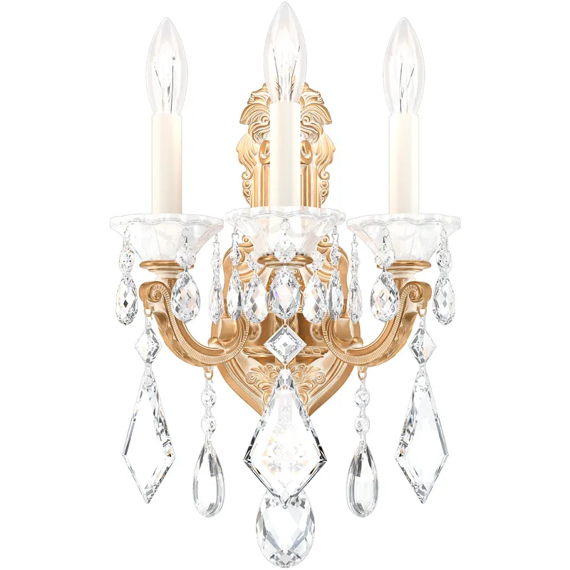 La Scala 3 Light 7.5 inch Parchment Gold Wall Sconce Wall Light in Heritage, Parchment Gold Cast