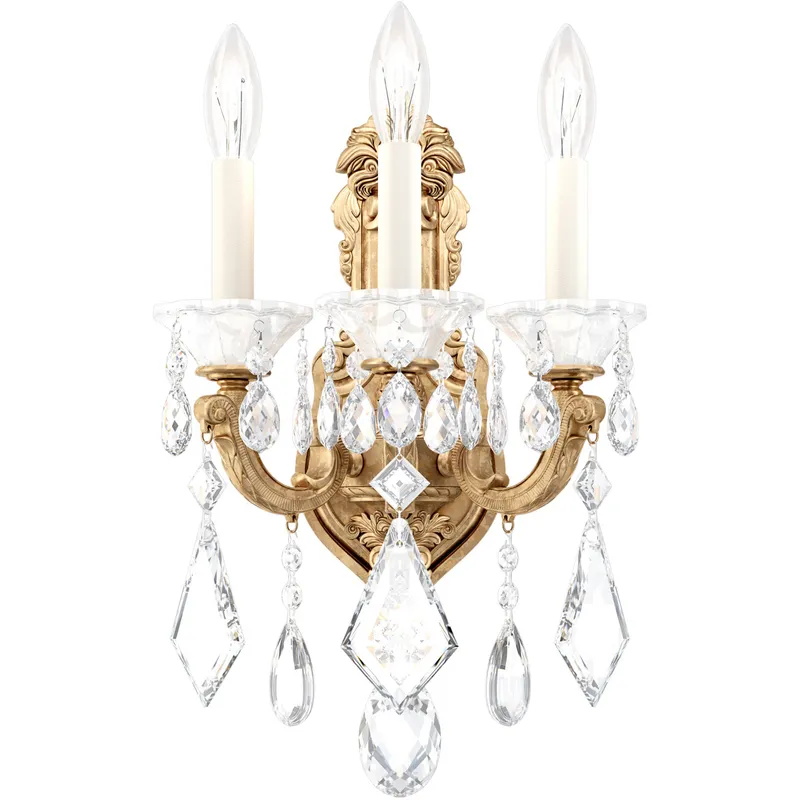 La Scala 3 Light 7.5 inch Etruscan Gold Wall Sconce Wall Light in Heritage, Etruscan Gold Cast