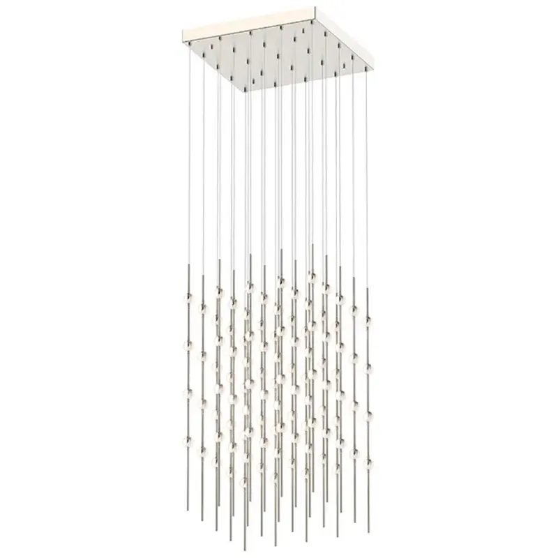 Constellation Cosmic Cube LED 20.5 inch Satin Nickel Chandelier Ceiling Light in 2700K, 20 ft. Cord, White Optical Acrylic