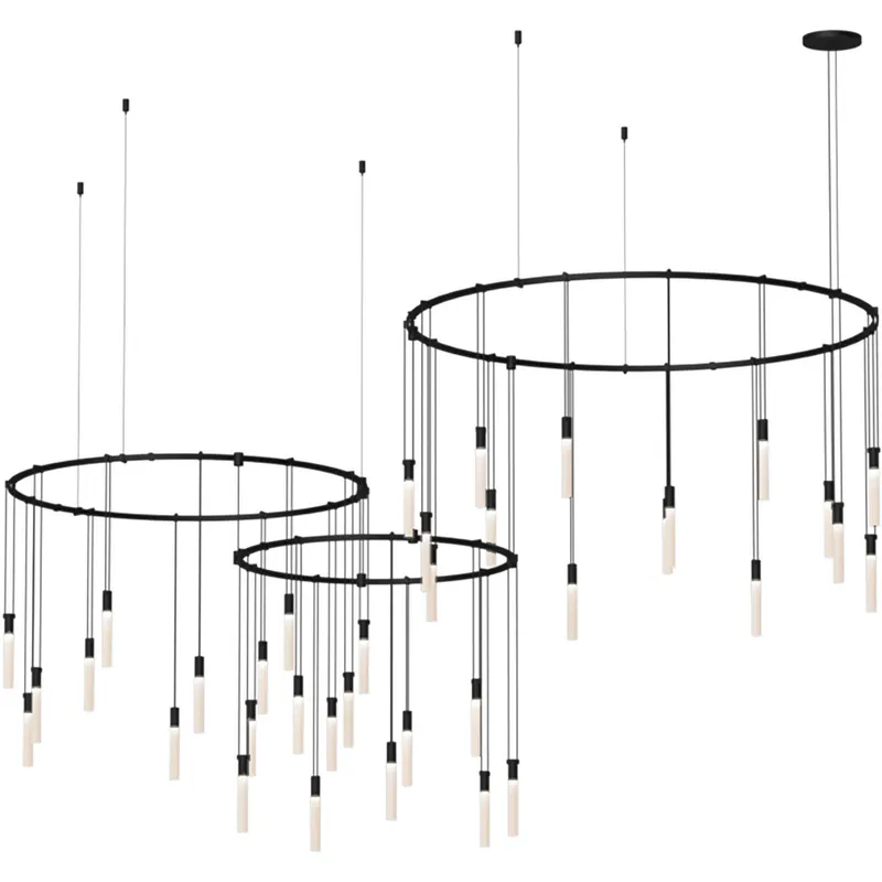 Suspenders LED 96 inch Satin Black Modular Pendant Composition Ceiling Light