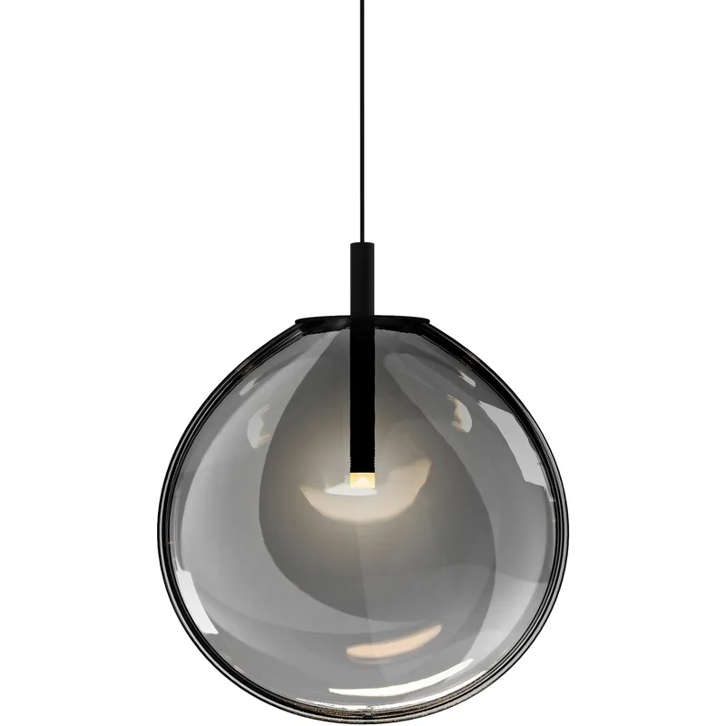 Cantina LED 12 inch Satin Black Pendant Ceiling Light in Smoke Fade Glass
