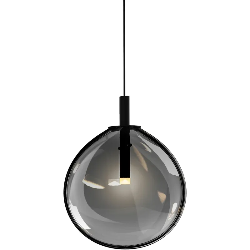 Cantina LED 9 inch Satin Black Pendant Ceiling Light in Small, Smoke Glass