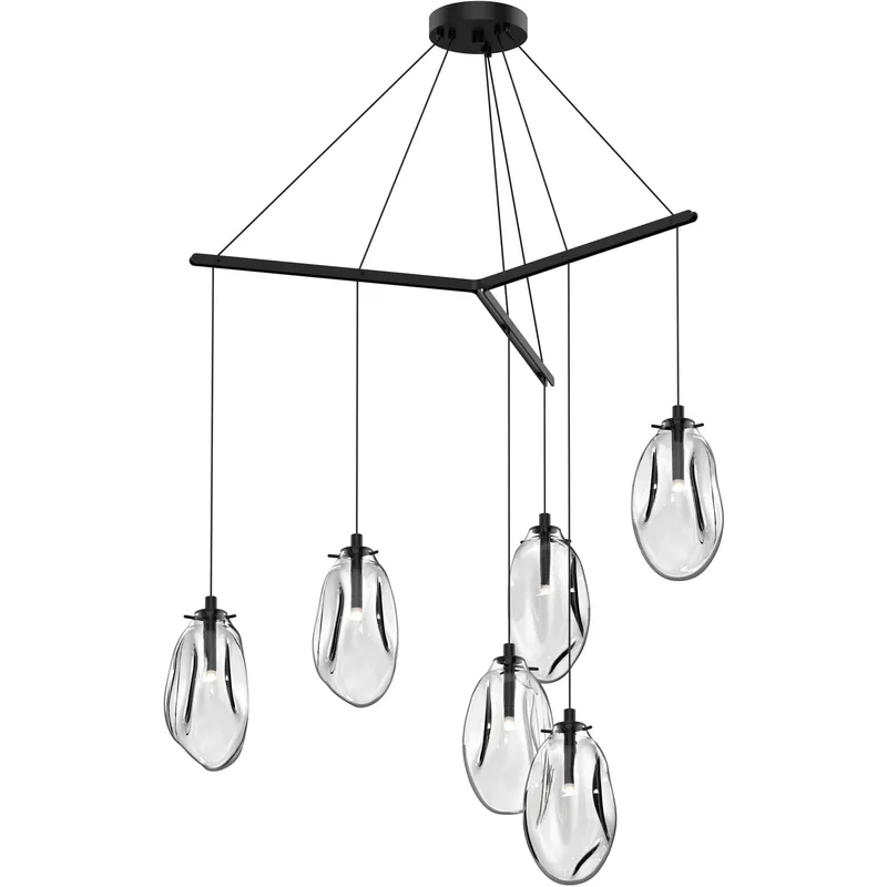 Liquid LED 39.25 inch Satin Black Pendant Ceiling Light in Clear Glass