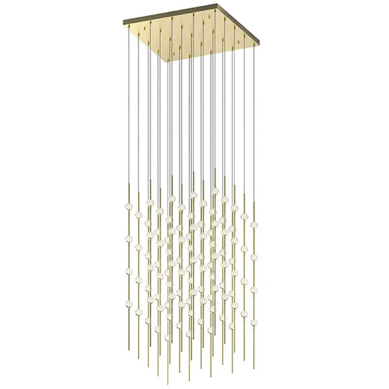 Constellation Cosmic Cube LED 20.5 inch Satin Brass Chandelier Ceiling Light in 2700K, 20 ft. Cord, Clear Faceted Acrylic