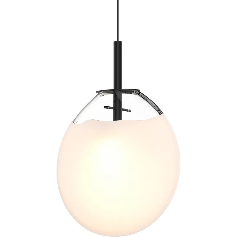 Cantina LED 12 inch Satin Black Pendant Ceiling Light in Poured White Glass