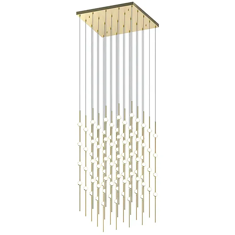 Constellation Cosmic Cube LED 20.5 inch Satin Brass Chandelier Ceiling Light in 3000K, White Optical Acrylic, 10 FT. Cord