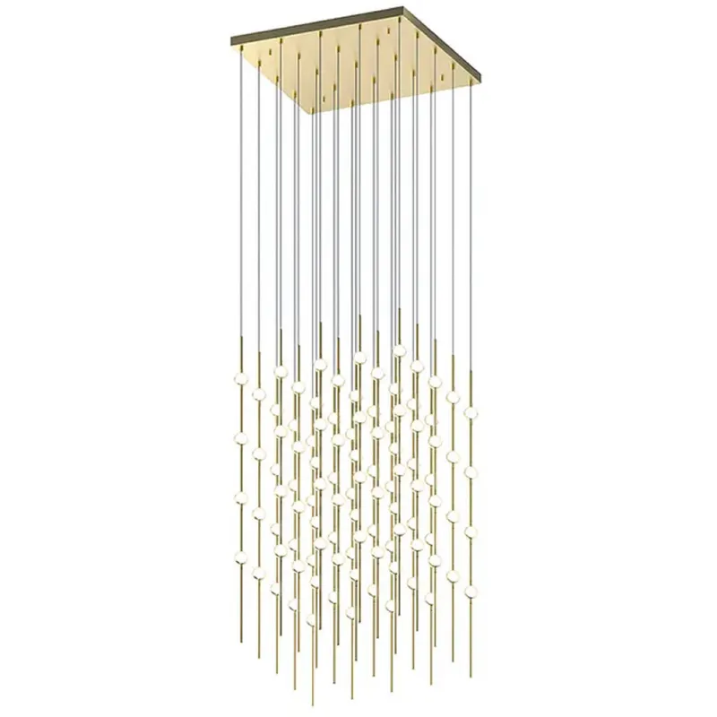 Constellation Cosmic Cube LED 20.5 inch Satin Brass Chandelier Ceiling Light in 2700K, 20 ft. Cord, White Optical Acrylic